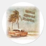 Vintage Indian Shores Beach Scene Round Sticker