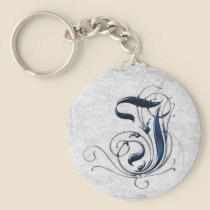Vintage Initial I & J keychains