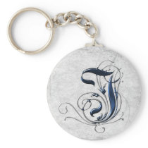 Vintage Initial I & J Key Chain