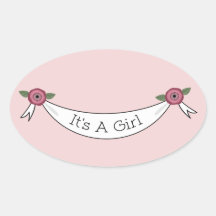 Vintage Inspired Pink Baby Shower Sticker