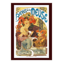 Vintage Invitation:  Bieres de la Meuse by Mucha
