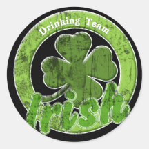 Vintage Irish Drinking Team Round Stickers