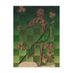 Vintage Irish Heart Symbols Clovers Harp Post Card