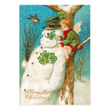Vintage Irish Snowman Name Tags Business Cards