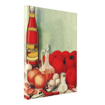 Vintage Italian Food Tomato Onions Peppers Catsup Stretched Canvas Print