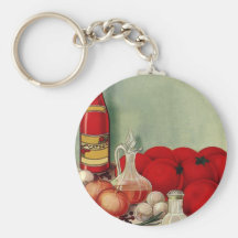 Vintage Italian Food Tomato Onions Peppers Catsup Keychain