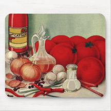 Vintage Italian Food Tomato Onions Peppers Catsup Mousepads