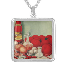 Vintage Italian Food Tomato Onions Peppers Catsup Pendants