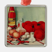 Vintage Italian Food Tomato Onions Peppers Catsup Christmas Tree Ornaments