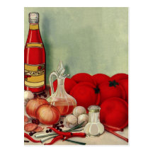 Vintage Italian Food Tomato Onions Peppers Catsup Post Card