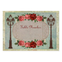 Vintage Italian Street Lamps And Roses Table Cards Business Card Templates