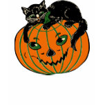 Vintage Jack O'Lantern and Black Cat Shirt