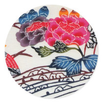 Vintage Japanese KIMONO Floral Pattern Round Stickers