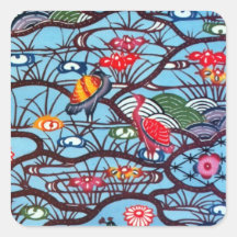 Vintage Japanese Kimono Textile (Bingata) Sticker