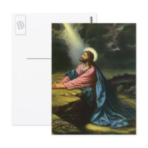 Vintage Jesus Christ Praying in Gethsemane Post Cards