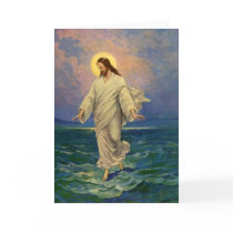 Vintage Jesus Christ Walking on Water Greeting Card