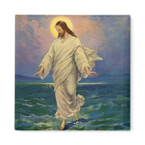 Vintage Jesus Christ Walking on Water Refrigerator Magnets