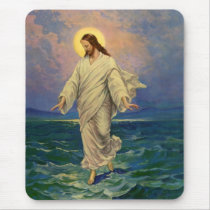 Vintage Jesus Christ Walking on Water Mousepad