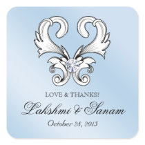 Vintage Jewellery Heart Wedding Sticker Baby Blue