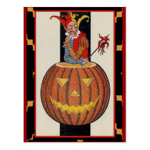 Vintage Joker Victorian Halloween Art Cards Post Card