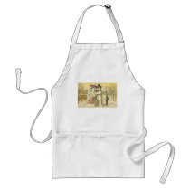 Vintage Joyeux Noel Snowman & Woman Card Aprons