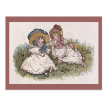Vintage Kate Greenaway 2 little girls Post Cards