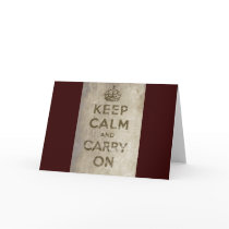 Vintage Keep Calm And Carry On Greeting Card