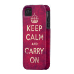 Vintage keep calm and carry on Case-Mate iPhone 4 cover