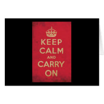 Vintage Keep Calm And Carry On Greeting Card