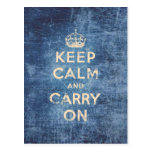 Vintage keep calm and carry on postcards