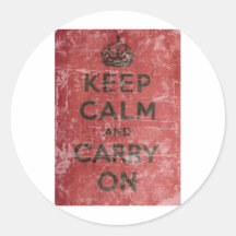 Vintage Keep Calm And Carry On Round Sticker