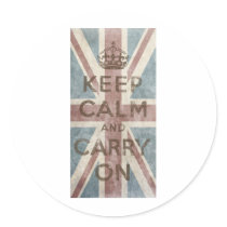 Vintage Keep Calm And Carry On Round Stickers