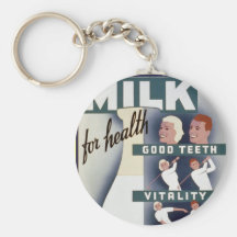 Vintage Kitten Milk Poster Key Chain