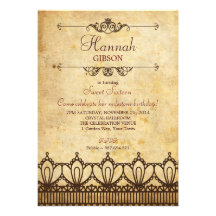 Vintage Lace (Antique Look) Sweet 16 Invitation