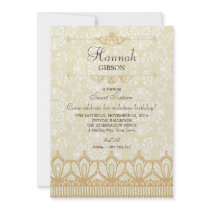 Vintage Lace & Damask Brocade Sweet 16 Invitation