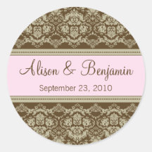 Vintage Lace Wedding Invitation Seal :: blush pink Sticker