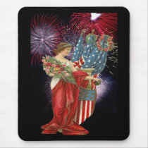 Vintage Lady and Fireworks Mousepad