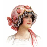 Vintage Lady in Silk Flowered Bonnet t-shirts