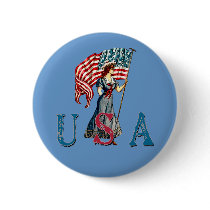 Vintage Lady Liberty Illustration on Tshirts Pinback Buttons
