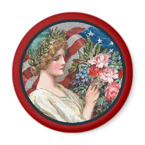 Vintage Lady Liberty_Round Magnet
