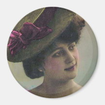 Vintage Lady Purple Bow Magnets