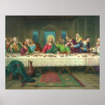 Vintage Last Supper with Jesus Christ and Apostles Poster