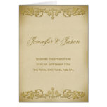 Vintage Leaf Scroll Style Wedding Menu  in Beige Greeting Cards