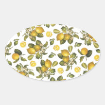 Vintage Lemons Oval Sticker