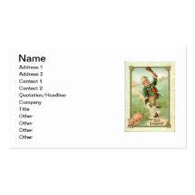 Vintage Leprechaun Pig Shillelagh St Patrick's Day Business Card Templates