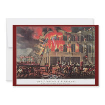 Vintage Life of a Fireman Personalized Announcement