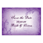 Vintage lilac purple scroll leaf Save the Date Business Card Templates