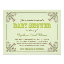 Vintage Lime Green Baby Shower Invitation