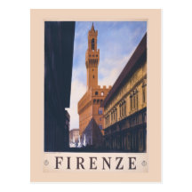 Vintage Litho Travel ad Florence Italy Postcard