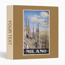 Vintage Litho Travel ad Milan Italy 3 Ring Binder